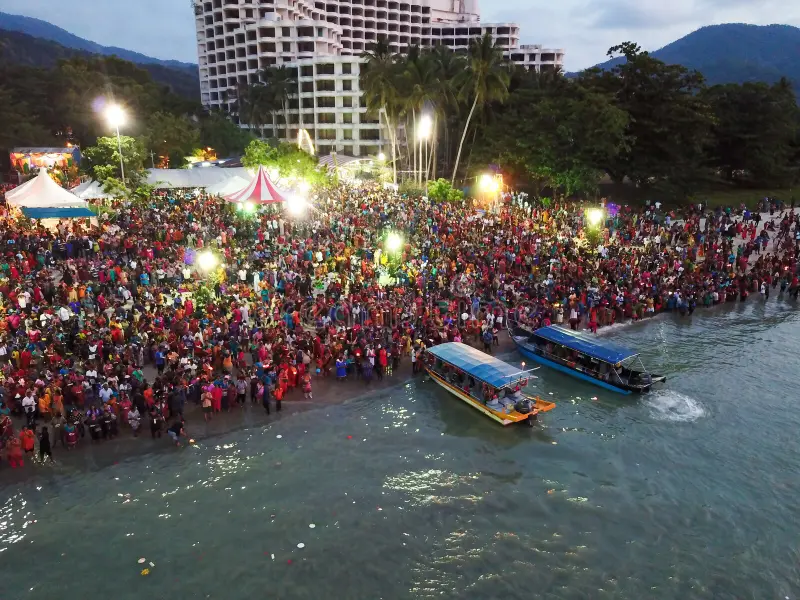 devotees masi magam theppa thirunal floating chariot festival teluk bahang penang malaysia mar 178856276